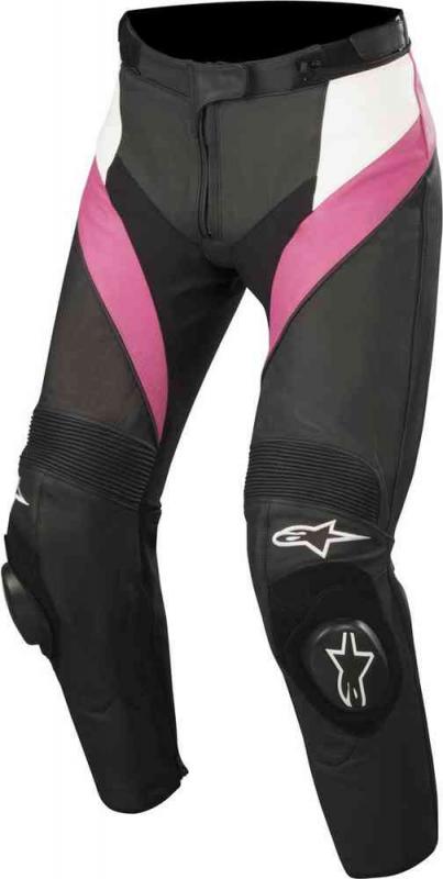 Брюки женские кожаные Alpinestars Stella Missile Pants, черно-бело-розовый