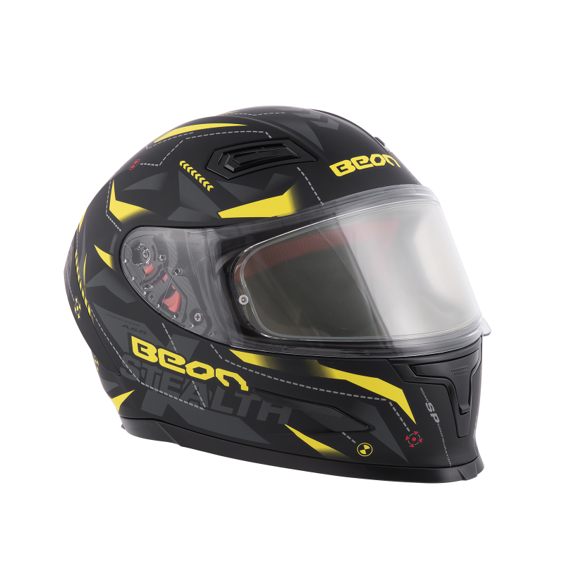 Шлем Beon B-503 matt black/yellow