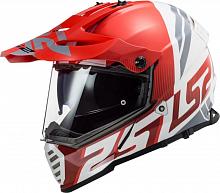 Кроссовый шлем LS2 MX436 Pioneer Evo Evoline красно-белый