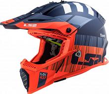 Кроссовый шлем LS2 MX437 Fast Evo XCode оранжевый/голубой